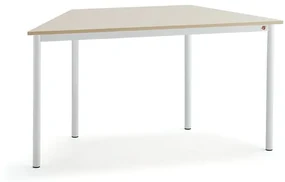 Stôl SONITUS TRAPETS, 1200x600x720 mm, HPL - breza, biela