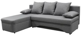 Univerzálna rozkladacia rohová sedacia súprava s úložným priestorom do tvaru L ALMEIDA sivá