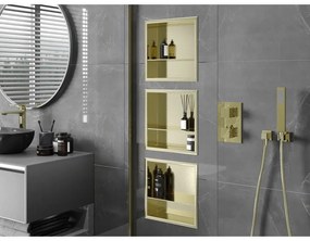 Mexen X-Wall-R, polička na zapustenie na obklad s golierom 30 x 30 cm, zlatá , 1950303010S