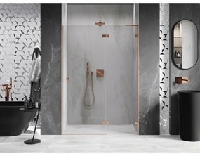 Mexen Lunar L, Otočné pravé sprchové dvere 135 cm, 8mm číre sklo, medený matný profil, 834L-135-000-65-00-P