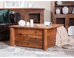 furniture-nabytek.cz - Masívny konferenčný stolík Merlin III z palisandru, lakovaný, hnedý – 95×95×45 cm
