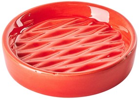 3-dielna keramická súprava kúpeľňových doplnkov červená BELEM Beliani