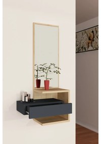 Nástenná polica so zrkadlom Stella Oak and Anthracite