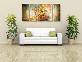 5-dielny obraz strom s kvetinou života Varianta: 100x50