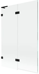 Mexen Lunar L, 2-krídlová vaňová zástena ľavá 120 x 150 cm, číre sklo, čierna matná, 897L-120-100-70-00-L