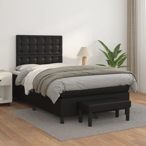 Boxspring posteľ s matracom čierna 120x200 cm umelá koža 3137653