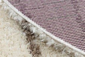 Koberec FLUFFY kruh shaggy pásky - krém / béžový