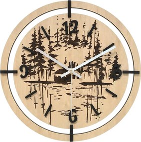 Drevené hodiny na stenu les 30 až 50 cm | NILSE: HDF - Javor 30 cm 4804-115436 HDF0702-ruky-silver
