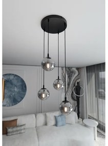 Luster na lanku COSMO 4xE14/10W/230V pr. 40 cm čierna/šedá
