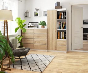 Regál R 80 cm CLP R1, biely / sonoma