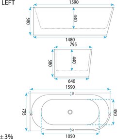 Rea Rea, Akrylová rohová vaňa SYDNEY BELLANTO LEFT 160cm, KPL-W6252