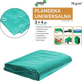 PLACHTA 3 x 4 M (+/- 5 %) 70 G/M² 3 % UV ZELENÁ *4133