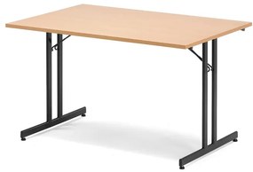 Skladací rokovací stôl EMILY, 1200x800 mm, bukový laminát/čierna