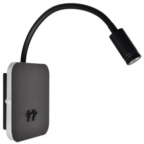 LED Flexibilná nástenná lampička BASE 1xLED/8W+1xLED/2W/230V čierna/strieborná