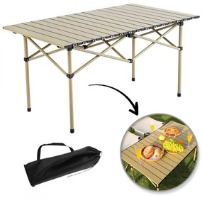 Skladací kempingový stôl 95 x 56 x 50 cm s obalom béžová