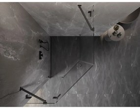 Mexen Lunar, päťuholníkový sprchový kút naklápací doľava 80 x 100 cm, 8mm číre sklo, profil grafit brúsený, 831-080L-100P-66-00-L