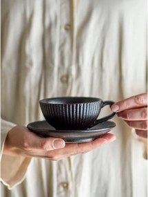 Čierna keramická šálka na cappuccino 200 ml Neri – Bloomingville