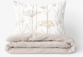 Goldea krepové posteľné obliečky duo - okrasné rastliny s latte 140 x 200 a 70 x 90 cm