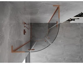 Mexen Mist L, štvrťkruhový sprchový kút s 2-krídlovými dverami, 100 x 100 cm, číre sklo, medený matný profil, 8A33L-100-100-65-00