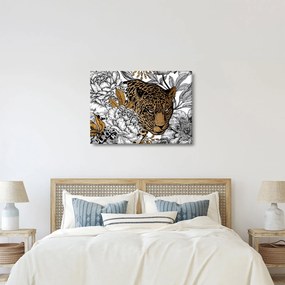 Obraz - Leopard medzi kvetmi (70x50 cm)