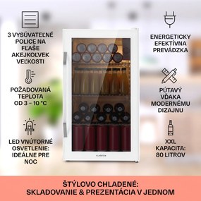 Klarstein Beersafe XXL Quartz, chladnička, energet. trieda E, 3 kovové police, panoramatické sklenené dvierka