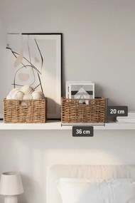 Sada 2 policových boxov KIRA, vodný hyacint, výška 20 cm, natur