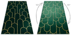 Koberec EMERALD exkluzívny 1021 glamour, styl art deco fľaškovo zelený / zlatý