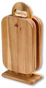 Kesper Súprava 6 drevených doštičiek na stojane, akáciové drevo (23x15x1cm)