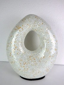 Stolná lampa biela , ART OVAL, 50 cm, ručná práca