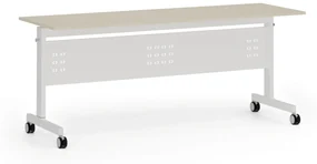 Mobilný stôl PRIMO MOBI, 1800 x 600 mm, biela podnož, breza