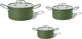 Elmich Sada keramických hrncov Vital 3 ks - olivovo zelená