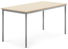 Stôl SONITUS, 1600x800x760 mm, HPL - breza, strieborná