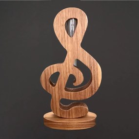 AMADEA Drevená váza v tvare husľového kľúča, masívne drevo, výška 24 cm