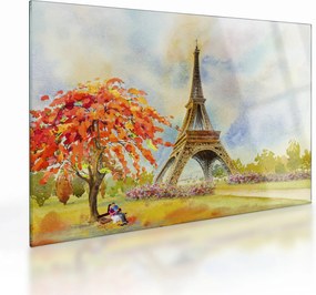 Maľovaný sklenený obraz Eiffelovej veže (70x50 cm)