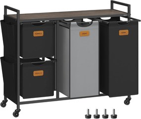 Kôš na bielizeň Vasagle Males 150 l čierna/šedá/hnedá