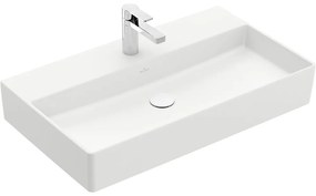 VILLEROY &amp; BOCH Memento 2.0 závesné umývadlo s otvorom (spodná strana brúsená), bez prepadu, 800 x 470 mm, Stone White, s povrchom CeramicPlus, 4A228LRW