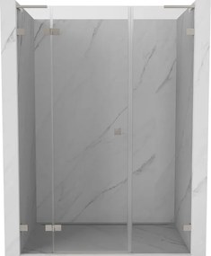 Mexen Lunar L, ľavé otočné sprchové dvere 155 cm, 8mm číre sklo, oceľový profil, 834SL-155-050-97-00-L