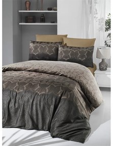 Hnedé obliečky na dvojlôžko z bavlneného saténu 200x200 cm Pandora – Mijolnir