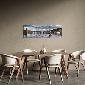 Obraz Vltavy (s hodinami) (90x30 cm)