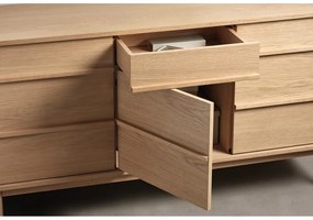 Nízka komoda v dekore duba v prírodnej farbe 75x140 cm Ponza – Unique Furniture