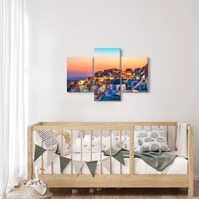 Obraz - Santorini pri zotmení (90x60 cm)