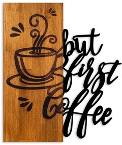 Nástenná dekorácia 50x58 cm káva drevo/kov