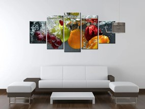 Gario Obraz s hodinami Sladké ovocie - 5 dielny Rozmery: 150 x 70 cm