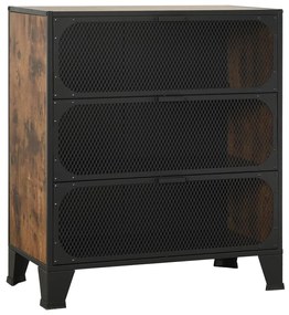 vidaXL Úložná skrinka rustikálna hnedá 72x36x82 cm kov a MDF