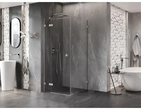 Mexen Lunar T, sklápací sprchový kút ľavý 110 x 110 cm, 8mm číre sklo, oceľový profil, 834T-110-110-97-00-L