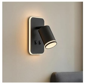 LED Nástenné bodové svietidlo PIPE 1xGU10/10W/230V + LED/6W čierne