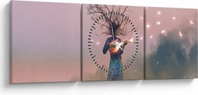 Obraz - Oživená príroda (s hodinami) (90x30 cm)