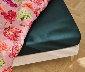 Flanelové napínacie prestieradlo, tmavozelené, dvojlôžko