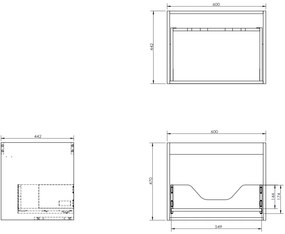 Mexen Orio, kúpeľňová skrinka 60 cm s umývadlom Vela, 1 zásuvka, šedá matná/biela matná, 91A10-06047-1-BF62-W23M01