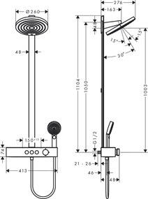 Hansgrohe Pulsify S, Showerpipe 260 2jet s termostatom ShowerTablet Select 400, čierna matná, HAN-24240670